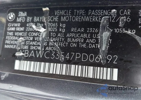 2007 BMW 328Xi z USA, uszkodzony, nr VIN WBAWC33547PD06792